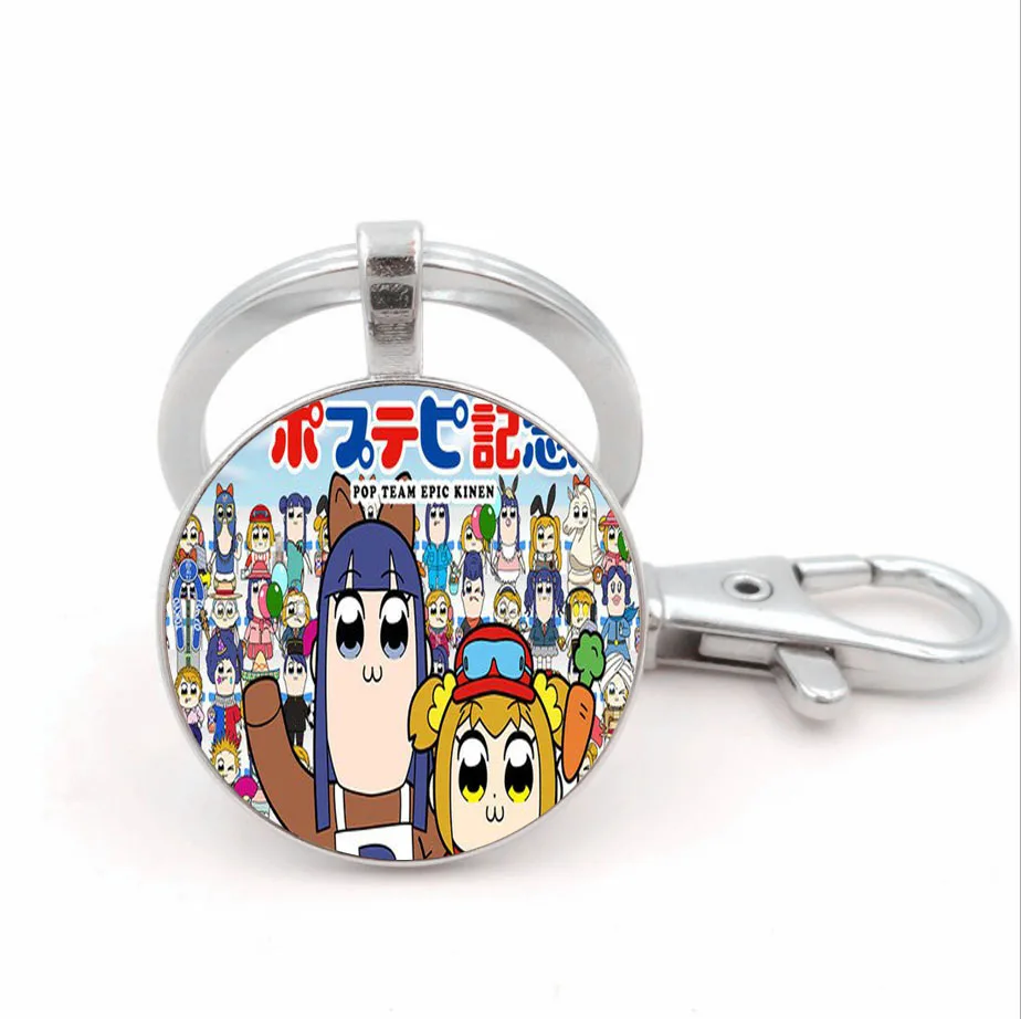 

Anime Pop Team Epic Keychain Alloy Accessories Glass Pendant Men Women Choker Jewelry Teenager cosplay Cartoon Time Gem Pendant