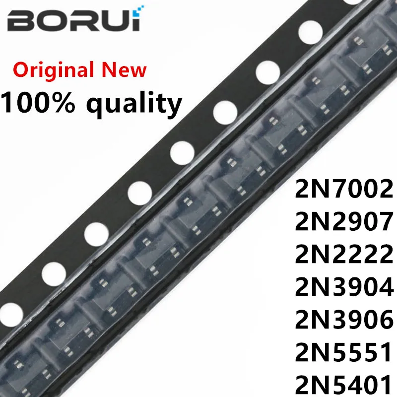 

100PCS 2N7002LT1G 2N7002 SOT SOT-23 SMD 702 MMBT2907A 2F 2N2222 1P 2N3904 1AM 2N3906 2A 2N5551 G1 2N5401 2L MMBT2222A MMBT5551