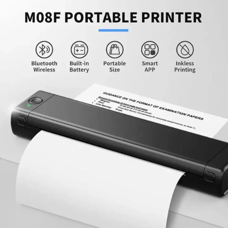 

M08F A4 бумажный портативный термопринтер 216 мм беспроводной Bluetooth принтер совместимый с Android iOS ноутбук для путешествий офиса