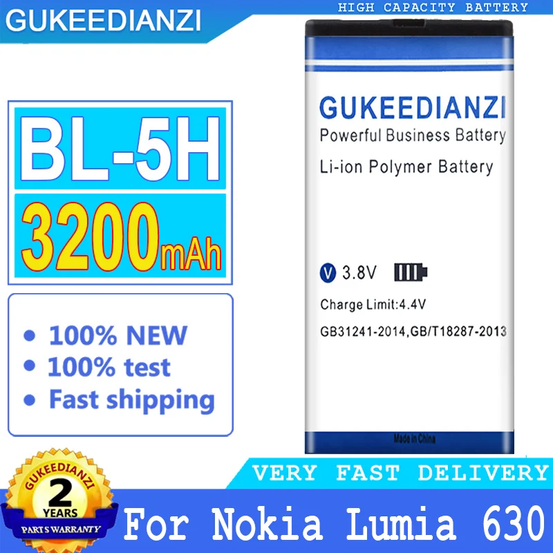 BL-5H 3200mAh High Capacity Phone Battery For Nokia Lumia 630 Lumia630 RM-977 RM-978 Moneypenny RM 977 978 High Quality Bateria
BL-5H 3200mAh High Capacity Phone Battery For Nokia Lumia 630 Lumia630 RM-977 RM-978 Moneypenny RM 977 978 High Quality Bateria