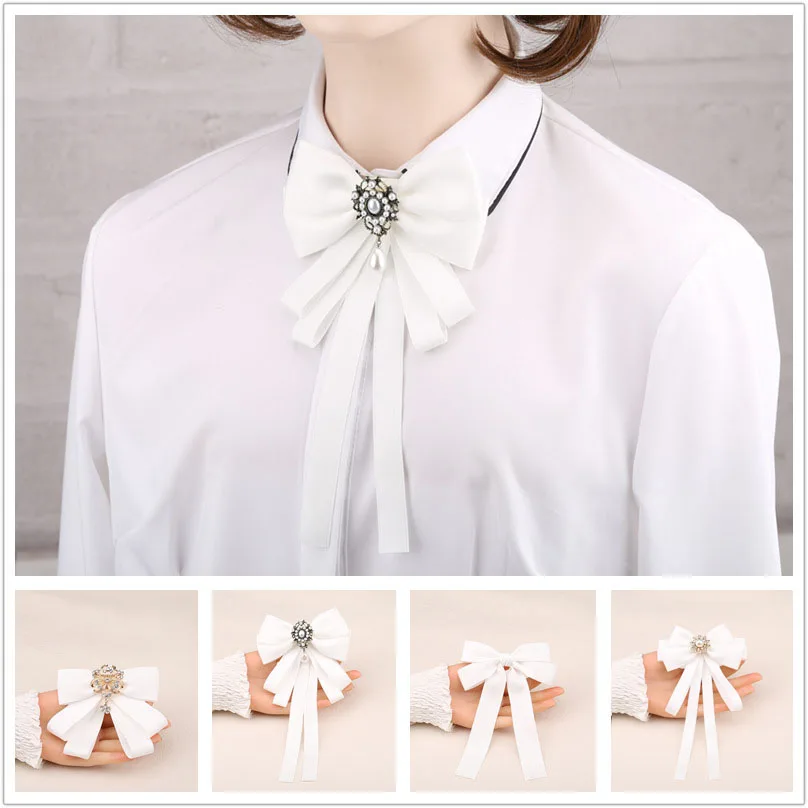 Korean White Ribbon Bow Tie Brooches for Women Crystal Fabric Bowknot Necktie Fashion Dress Shirt Collar Pins Accessories
Korean White Ribbon Bow Tie Brooches for Women Crystal Fabric Bowknot Necktie Fashion Dress Shirt Collar Pins Accessories