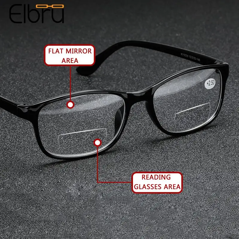 

Бифокальные очки Elbru для чтения, ультралегкие очки для близорукости и дальнозоркости для мужчин и женщин, очки унисекс, диоптрии + 1 + 1,5 + 2 + 2,5.....