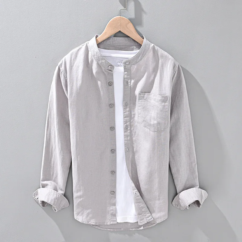 Summer Men's Linen Shirts Chinese Style Stand Collar Long Sleeve Solid Color Thin Casual Loose White Traditional Classic Blouses
Summer Men's Linen Shirts Chinese Style Stand Collar Long Sleeve Solid Color Thin Casual Loose White Traditional Classic Blouses