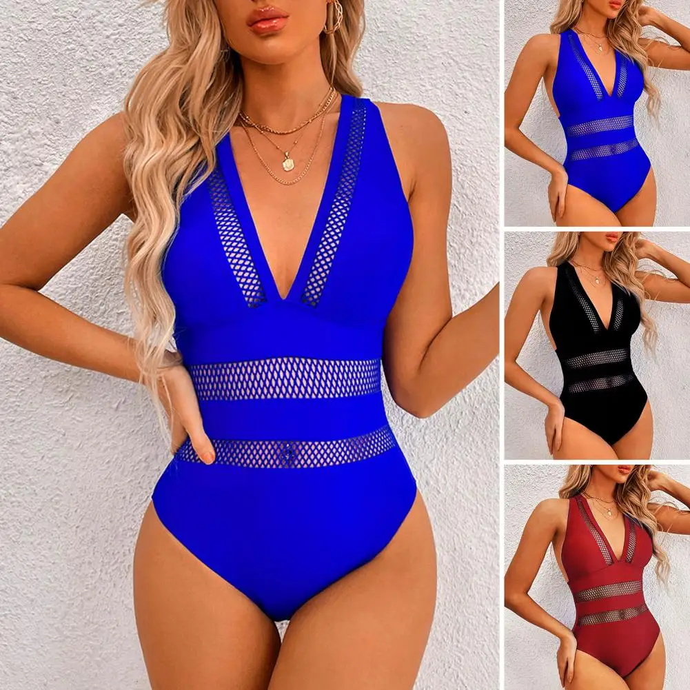 Deep V-neck Backless High Waist Women Monokini Sexy Solid Color Mesh Patchwork One-piece Bikini Beachwear
Deep V-neck Backless High Waist Women Monokini Sexy Solid Color Mesh Patchwork One-piece Bikini Beachwear