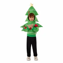 New Christmas Tree Cosplay Costume Boys Girl Christmas Children Xmas Tree Coat Top Kids New Year Carnivalm Party Role Playing