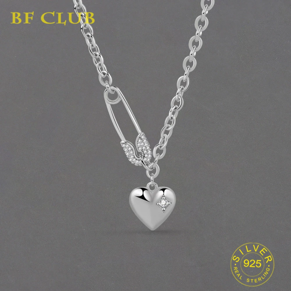 

925 Silver Color Necklace For Women Clip Heart Shape O Chain Chocker Chirstamas Gift Fashion Trendy Fine Jelwery