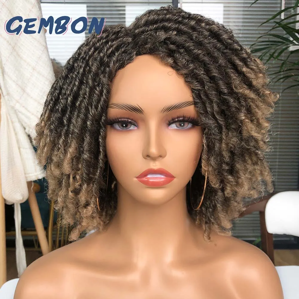 Короткие вьющиеся волосы Dreadlock парик синтетические мягкие искусственные
