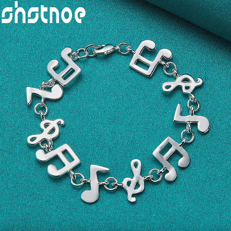 

SHSTONE 925 Sterling Silver Music Symbol Charm Chain Bracelet For Women Men Engagement Birthday Party Gifts Lady Fashion Jewelry