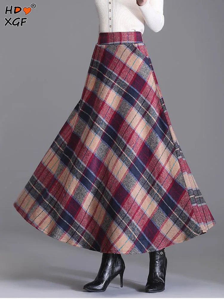 Casual Plaid Plus Size Knitted Skirt Autumn Winter Elastic High Waist A -line Umbrella Skirt Streetwear Women Elegant Long Skirt 
Casual Plaid Plus Size Knitted Skirt Autumn Winter Elastic High Waist A -line Umbrella Skirt Streetwear Women Elegant Long Skirt