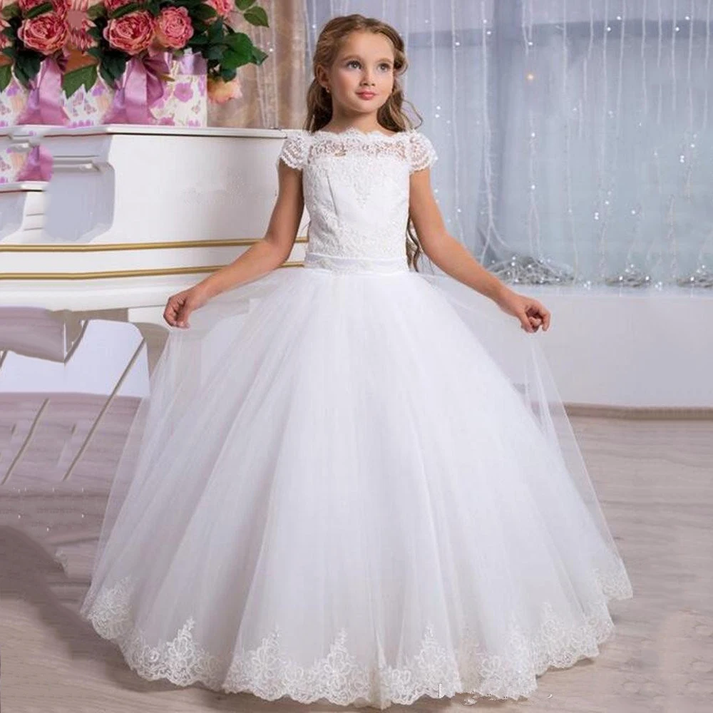 

2022 Tulle Kids Flower Girl Dresses for Wedding Birthday Pageant Princess Gown First Communion Vestidos De Nina De Las Flores