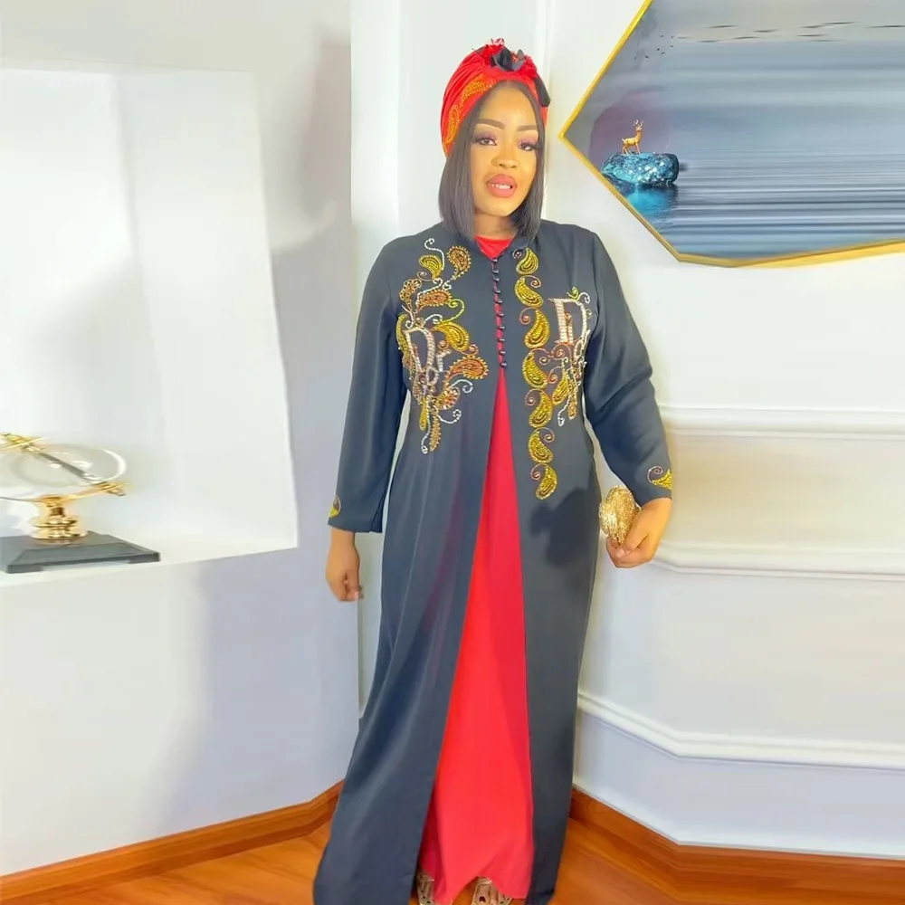 

Женское платье в африканском стиле, шифоновый Boubou, Анкара, Дашики, комплект из 2 предметов, наряды, Дубай, кафтан, абайя, женский халат в марок...