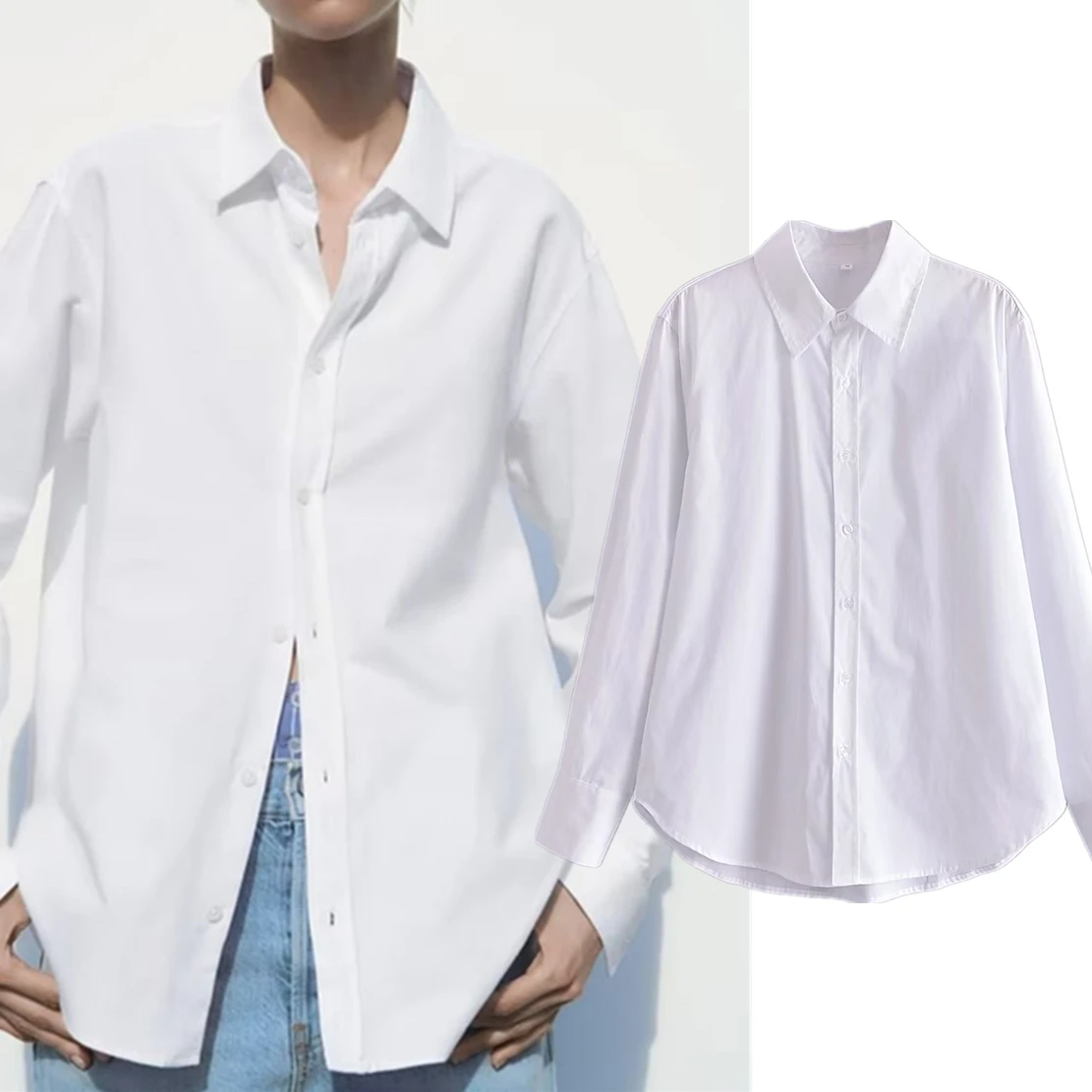 Elmsk England Style Fashion SImple Basic Shirt White Color Poplin Cotton Loose Long Sleeve Casual Blouse Women Tops
Elmsk England Style Fashion SImple Basic Shirt White Color Poplin Cotton Loose Long Sleeve Casual Blouse Women Tops