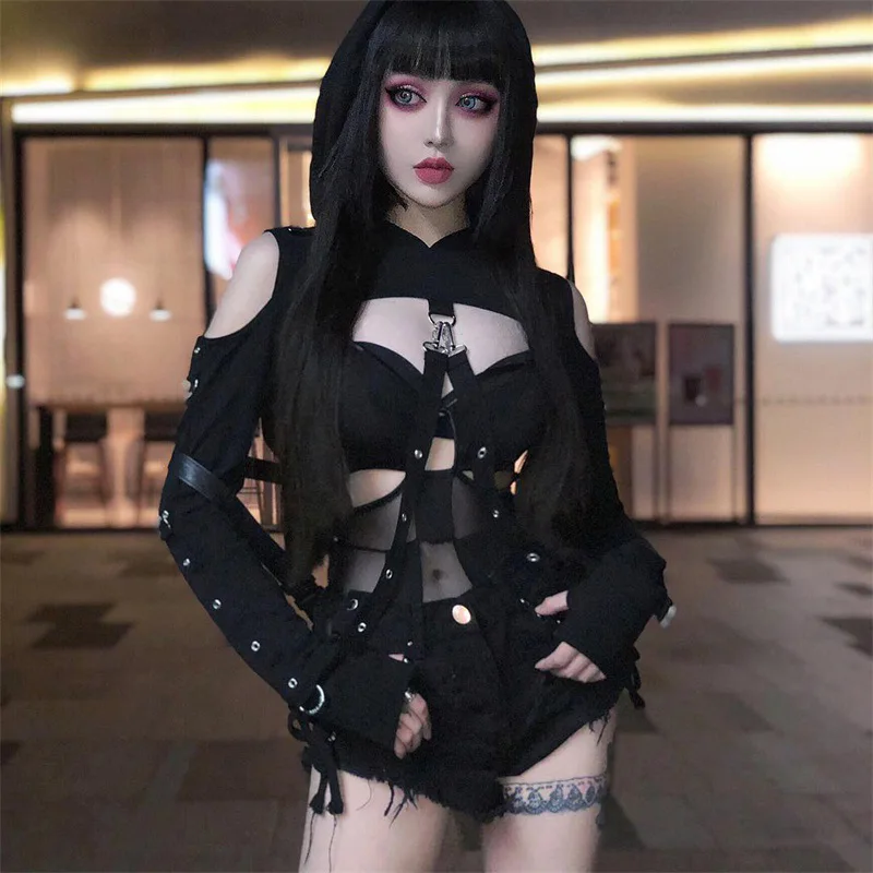 Tube fashion women's lace black blouse hot close-fitting sexy style deep V eyelet stitching hooded top trendy
Tube fashion women's lace black blouse hot close-fitting sexy style deep V eyelet stitching hooded top trendy