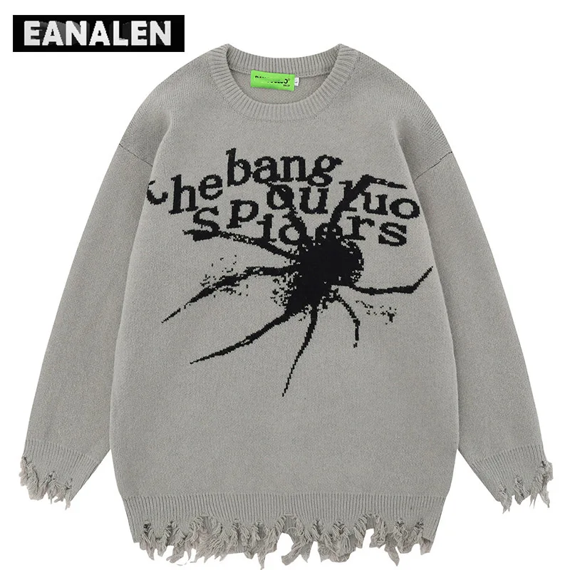 

Harajuku Rick Spider Letter Sweater Men's Winter Vintage Gothic Oversized Knitted Pullover Grandpa Ugly Sweater Women's Grunge