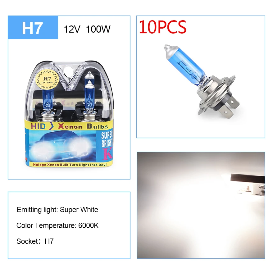 10PCS ADPOW H1 H4 H7 H11 9006 Halogen Bulbs 6000K 100W 55W High Power Car Head Lamp Light Car Styling Car Light Source Parking
10PCS ADPOW H1 H4 H7 H11 9006 Halogen Bulbs 6000K 100W 55W High Power Car Head Lamp Light Car Styling Car Light Source Parking