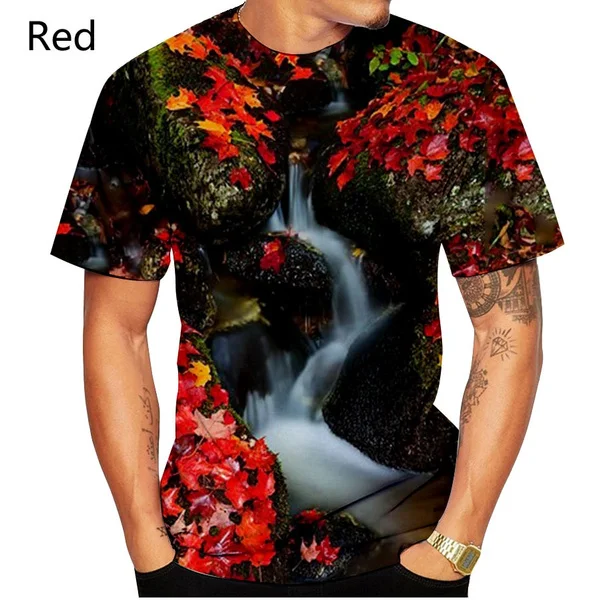 

2022 New Fashion Women's and Men's Waterfall Landscape 3D Printed Casual T Shirts Personality Hipster Tees