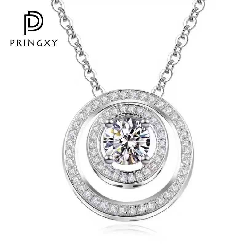 

PRINGXY, Стерлинговое Серебро 925 пробы, двухслойный круглый кулон, ожерелье, цепь, тарелка Pt950 для женщин, Изящные Ювелирные изделия