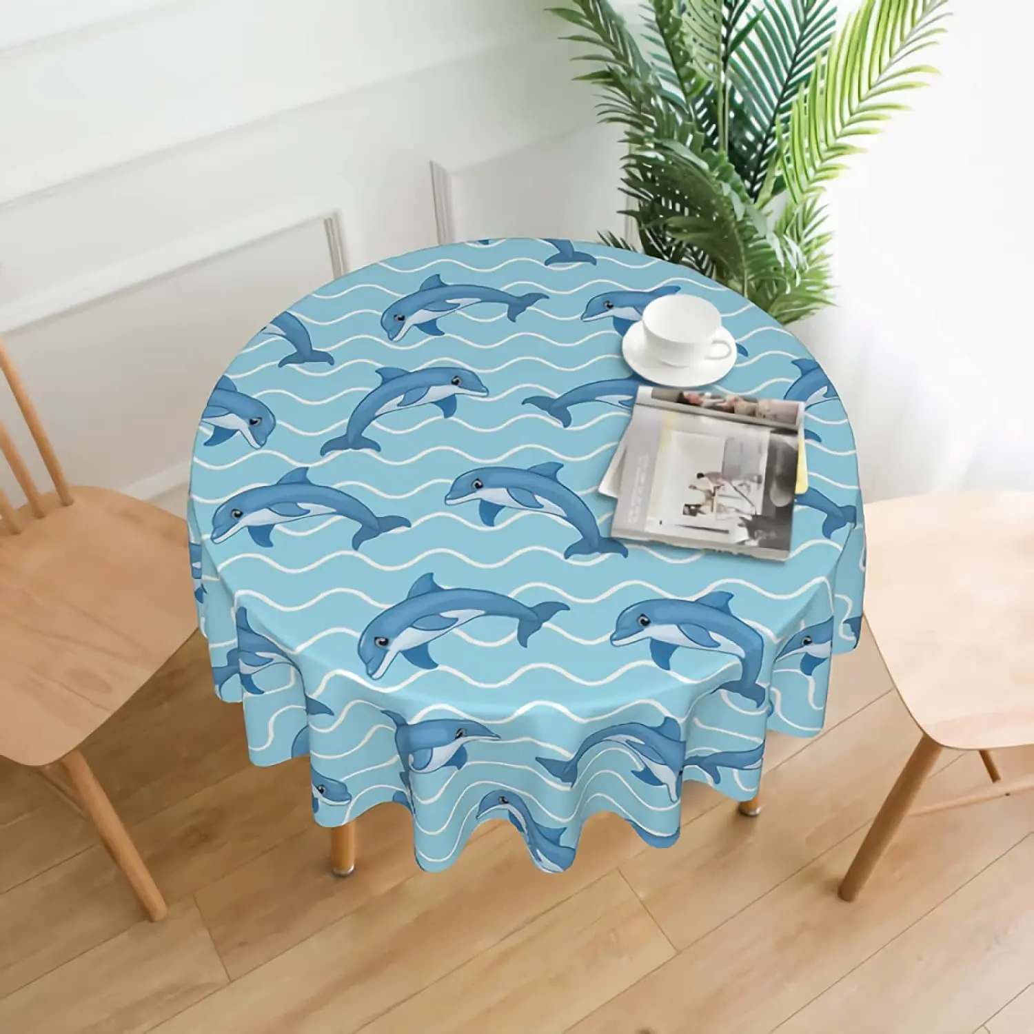 Dolphin 60 Inch Round Tablecloth Washable Reusable Table Cover Decorative for Holiday Home Party Wedding Picnic.
Dolphin 60 Inch Round Tablecloth Washable Reusable Table Cover Decorative for Holiday Home Party Wedding Picnic.