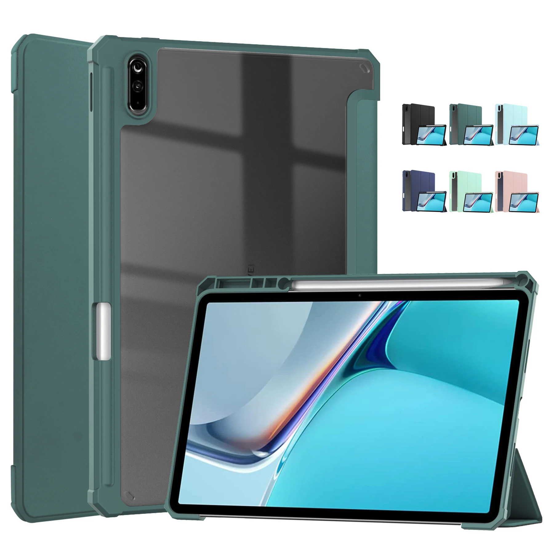 Luxury Tablet Tri-fold Flip Leather Case with Pencil Slot for Huawei MatePad 11 2021 Acrylic Sleep Wake Smart Cover
Luxury Tablet Tri-fold Flip Leather Case with Pencil Slot for Huawei MatePad 11 2021 Acrylic Sleep Wake Smart Cover