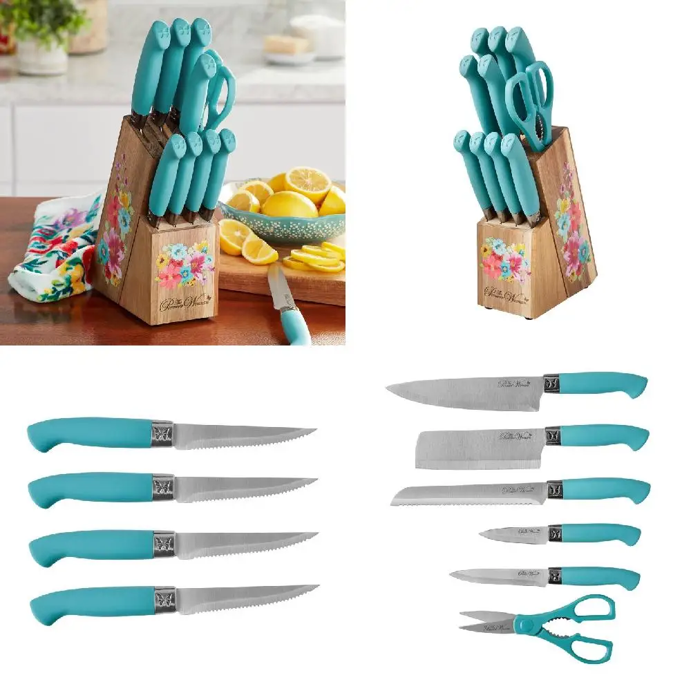 Elegant 11-Piece Teal Blossoms Stainless Steel Knife Block Set for Professional Home Kitchen Cutting -Upgraded Quality
Elegant 11-Piece Teal Blossoms Stainless Steel Knife Block Set for Professional Home Kitchen Cutting -Upgraded Quality