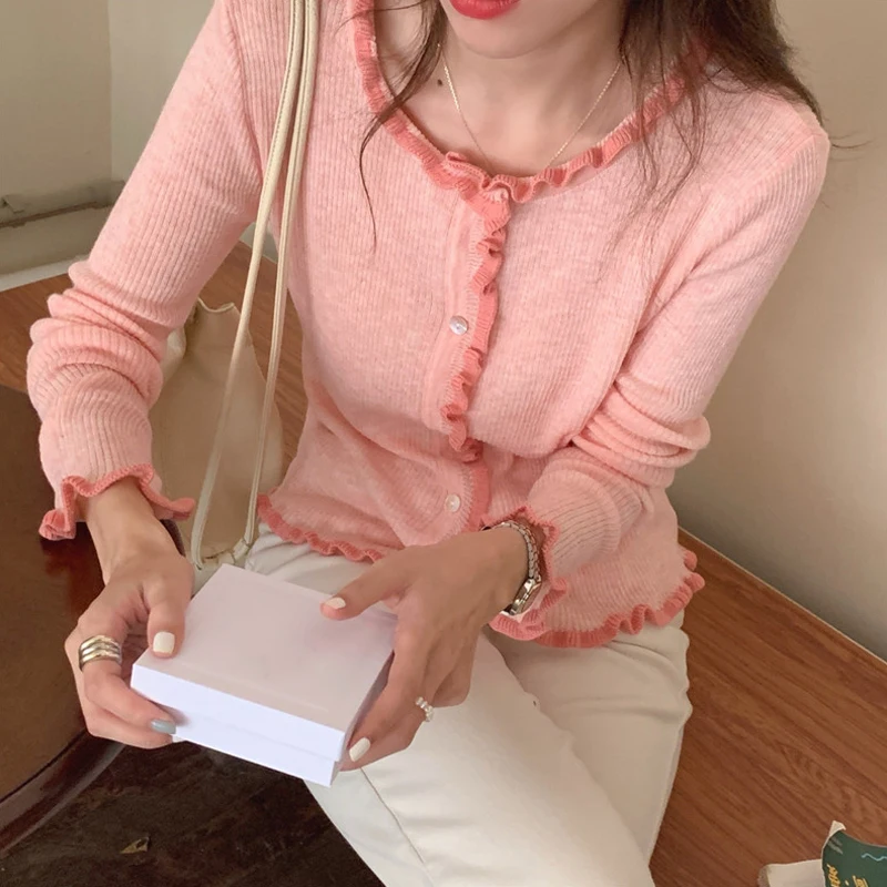 Pink Crop Sweater Women Slim Body Knitwear Ruffles Tops Y2k Sweet Cute Kawaii Egirl Pullover Jumper Harajuku Spring Summer 2021
Pink Crop Sweater Women Slim Body Knitwear Ruffles Tops Y2k Sweet Cute Kawaii Egirl Pullover Jumper Harajuku Spring Summer 2021