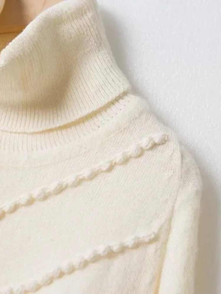 Women Sweater Turtleneck Striped Crochet Decoration Long Sleeve Casual Knitting Pullover
Women Sweater Turtleneck Striped Crochet Decoration Long Sleeve Casual Knitting Pullover