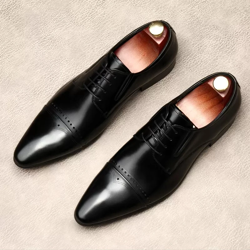 Men oxfords Shoes Genuine Leather Cap Toe Black Brown Pointed Toe Shoes Handmade Formal Dress Men Flats Lace Up Brogue Shoes Men
Men oxfords Shoes Genuine Leather Cap Toe Black Brown Pointed Toe Shoes Handmade Formal Dress Men Flats Lace Up Brogue Shoes Men