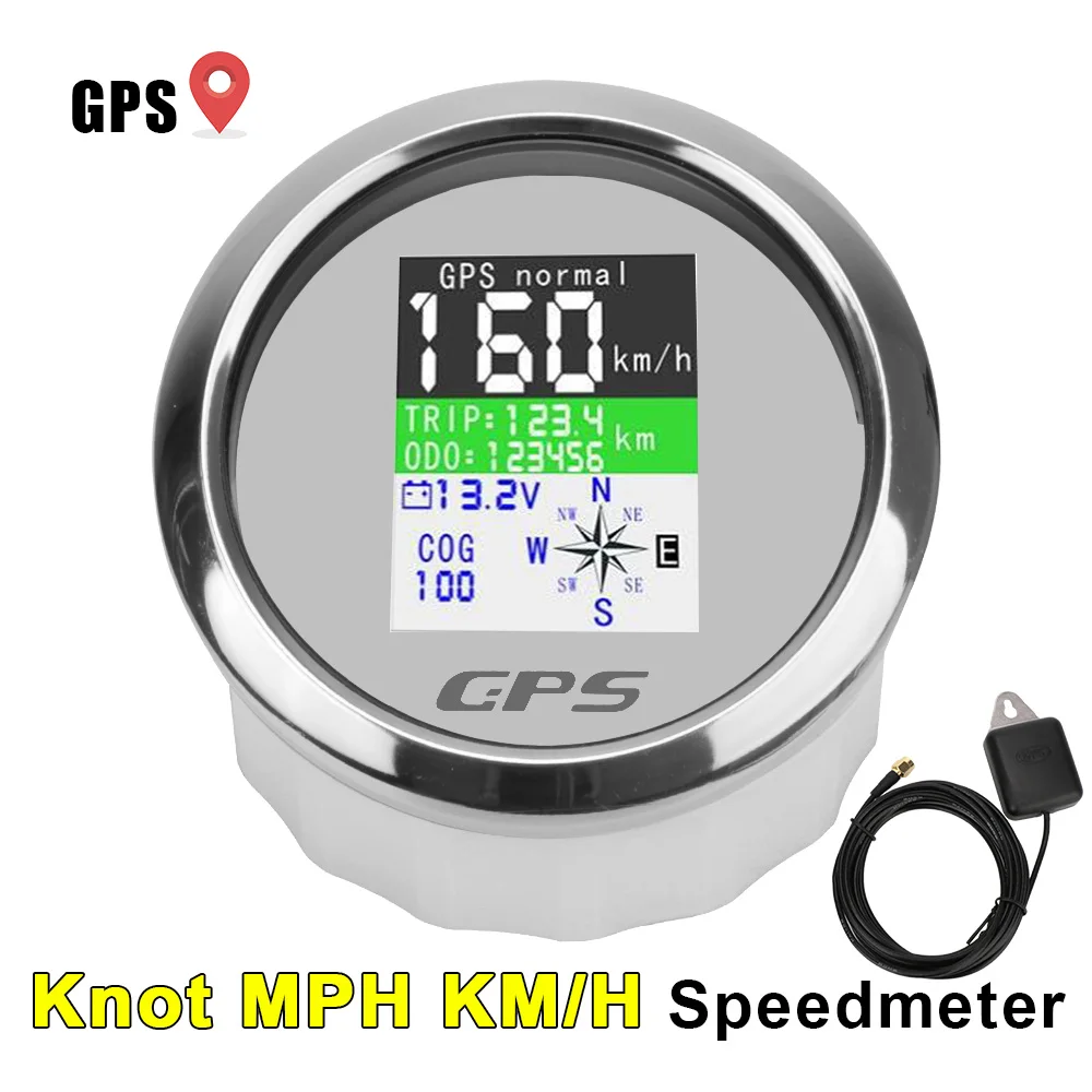 

+GPS Antenna 85mm Waterproof Digital GPS Speedometer Odometer Gauge Adjustable Trip For Motor Yacht Boat Car Outboard Engine