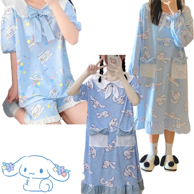 

Ins New Cinnamoroll Nightdress Summer Cotton Short Sleeve Shorts Pajamas Cartoon Female Student Dormitory Girl Home Clothes Gift