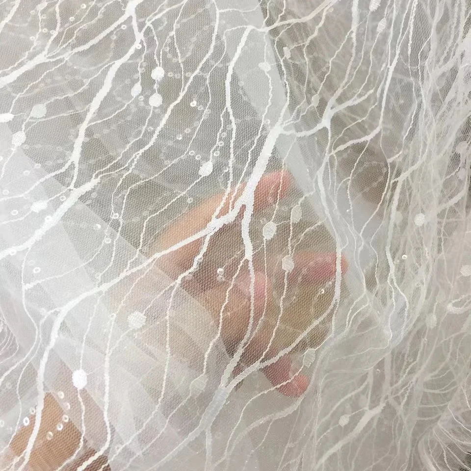 Free Ship 1Yard/Lot Stripe Tulle Lace Fabric White Color And Clean Sequins Nylon Material Mesh For Bridal Gowns Wears DIY Sewing
Free Ship 1Yard/Lot Stripe Tulle Lace Fabric White Color And Clean Sequins Nylon Material Mesh For Bridal Gowns Wears DIY Sewing