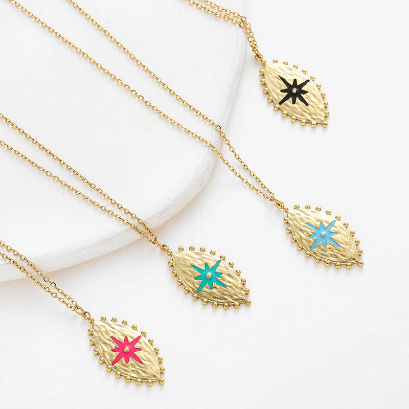 Enamels Stainless Steel Pendants Necklace For Women Luxury Geometric Stars Clavicle Chain Necklace Summer Fashion Jewelry Gifts
Enamels Stainless Steel Pendants Necklace For Women Luxury Geometric Stars Clavicle Chain Necklace Summer Fashion Jewelry Gifts