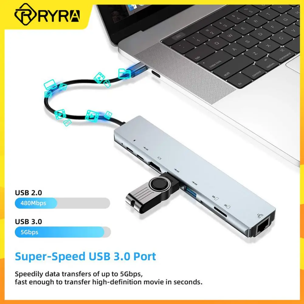 RYRA Hub 8 In 1 USB C Type C Docking Station HDMI-compatible Network Port PD SD/TF Card Reader Adapter USB3.0 Hub For MacBook
RYRA Hub 8 In 1 USB C Type C Docking Station HDMI-compatible Network Port PD SD/TF Card Reader Adapter USB3.0 Hub For MacBook