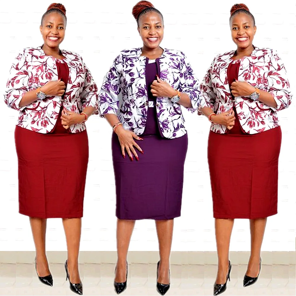 Red Purple Dashiki African Dresses for Women Autumn Winter African Women Printing Polyester Knee-length Dress 2XL-6XL with Coat 
Red Purple Dashiki African Dresses for Women Autumn Winter African Women Printing Polyester Knee-length Dress 2XL-6XL with Coat