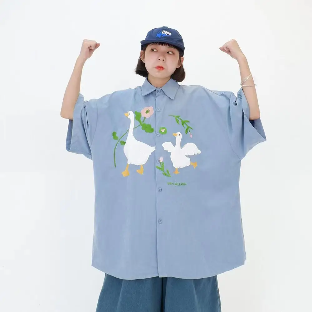Goose Cartoon Printed Japanese Retro Short-sleeved Shirt Women Blouse Shirt Ins 2023 Summer Hip Hop Korean Harajuku Shirt Tops
Goose Cartoon Printed Japanese Retro Short-sleeved Shirt Women Blouse Shirt Ins 2023 Summer Hip Hop Korean Harajuku Shirt Tops