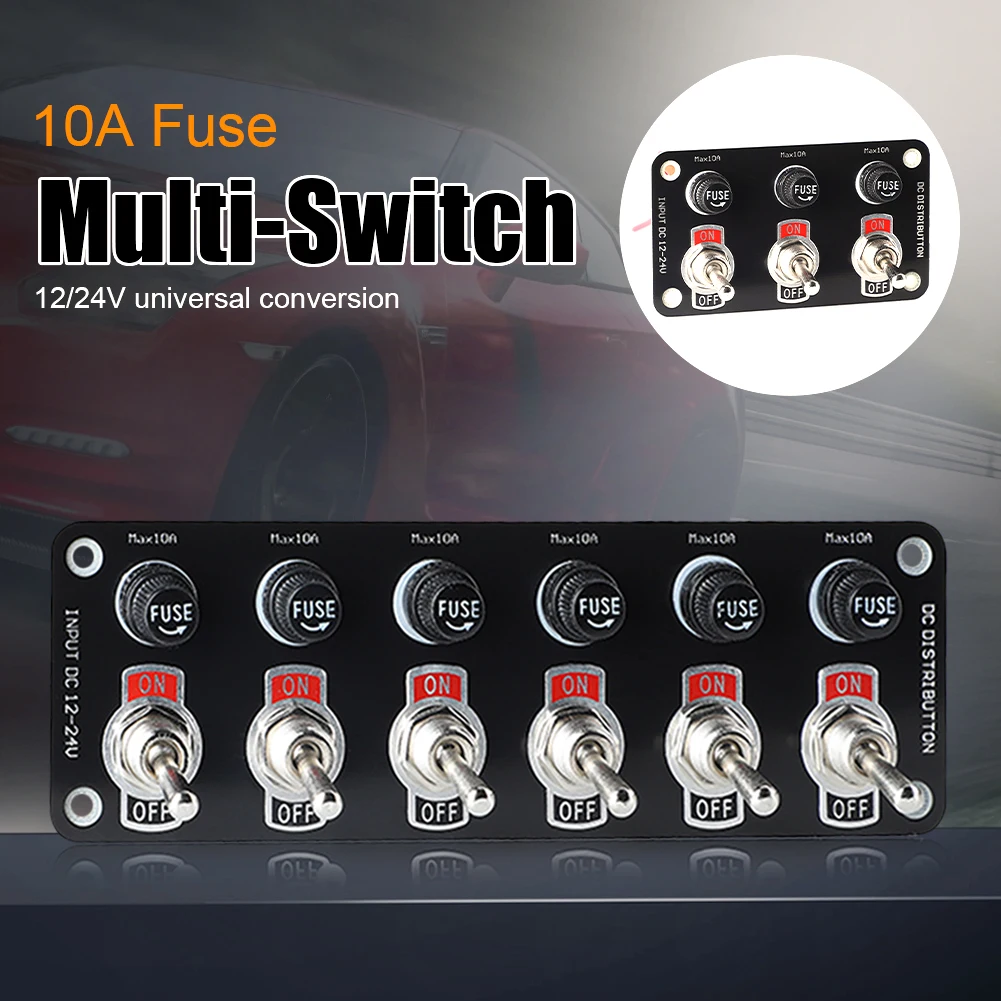 3 Gang/6 Gang Toggle Switch Panel 12V/24V On/Off Rocker Toggle Switch with 10A Fuse Racing Cars RV Camper Marine Boat Yacht
3 Gang/6 Gang Toggle Switch Panel 12V/24V On/Off Rocker Toggle Switch with 10A Fuse Racing Cars RV Camper Marine Boat Yacht