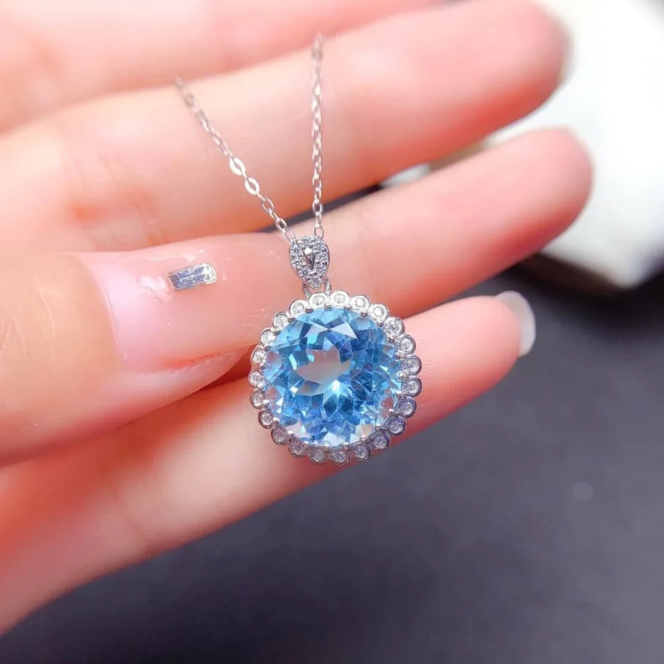 Imitation Aquamarine Topaz Full of Diamond Gem Pendant Necklace Collares Platinum Plated For Women Jewelry Free Shipping
Imitation Aquamarine Topaz Full of Diamond Gem Pendant Necklace Collares Platinum Plated For Women Jewelry Free Shipping