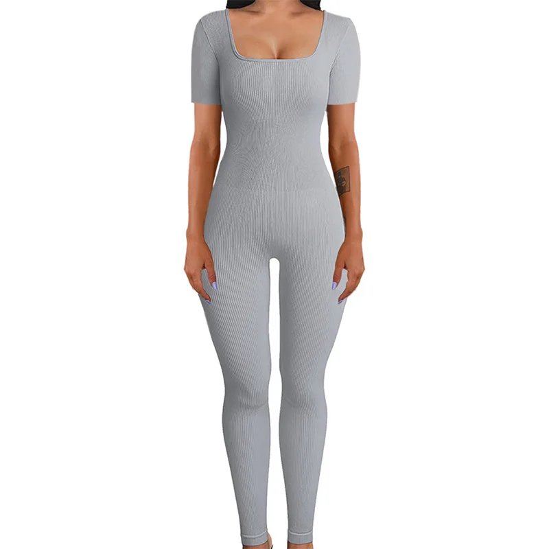 Sexy Slim Hip Lift Jumpsuits Women Fashion Short Sleeve Square Neck Jumpsuits Ladies Solid Color Knitted Inside Bodysuits 2023
Sexy Slim Hip Lift Jumpsuits Women Fashion Short Sleeve Square Neck Jumpsuits Ladies Solid Color Knitted Inside Bodysuits 2023