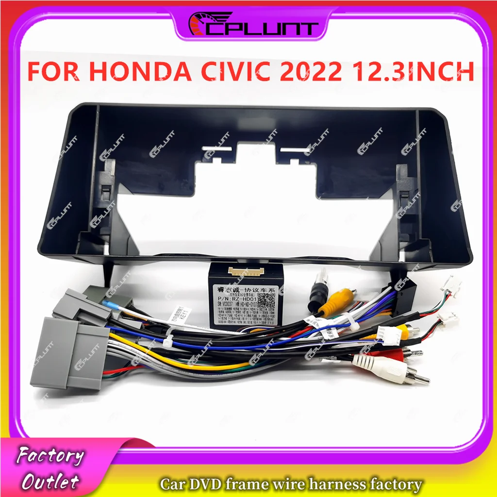 

CPLUNT 2 Din Car Stereo Radio Frame Fascia Adapter For HONDA CIVIC 2022 12.3INCH Android DVD Dash Fitting Panel Kit