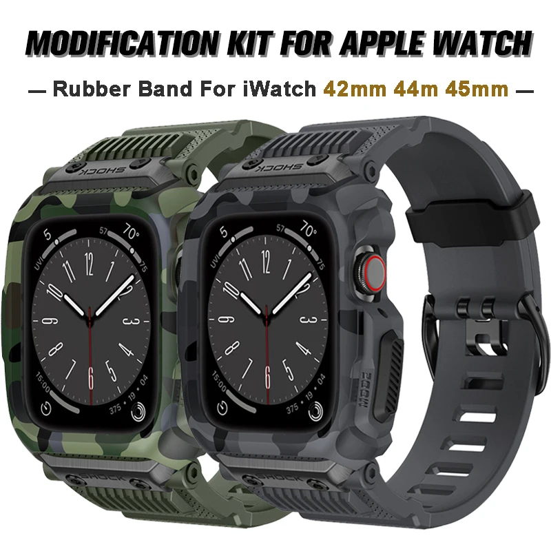 Luxury Modification Kit Rubber Band 45mm For Apple Watch Series 8 7 6 5 4 SE Rugged Watchcase Sport strap correa iwatch 44mm42mm
Luxury Modification Kit Rubber Band 45mm For Apple Watch Series 8 7 6 5 4 SE Rugged Watchcase Sport strap correa iwatch 44mm42mm