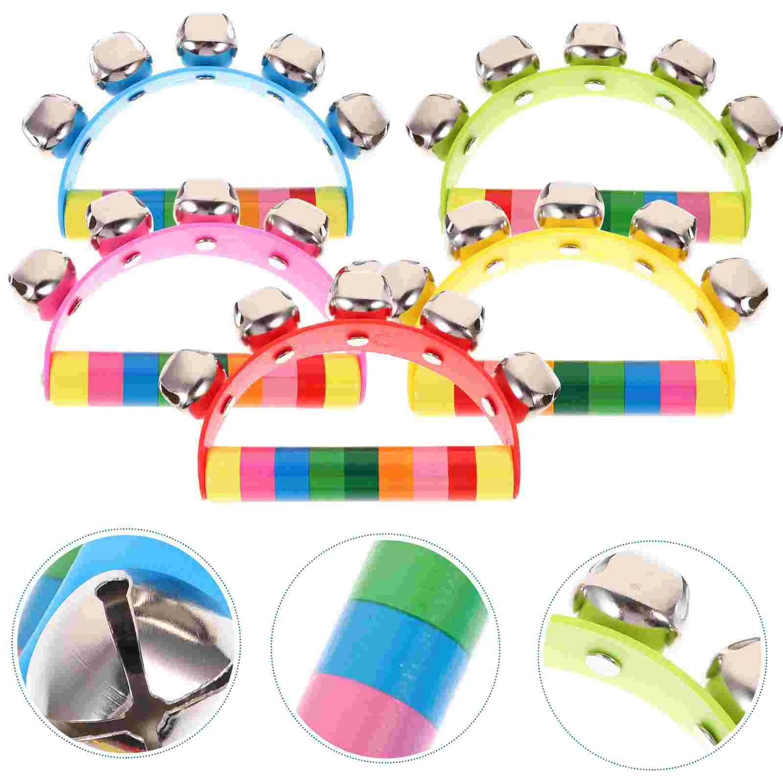 

5pcs Christmas Hand Bells Toys Rainbow Hand Percussion Shaker Toys Musical Toys Early Educational Toys for Toddlers Birthday