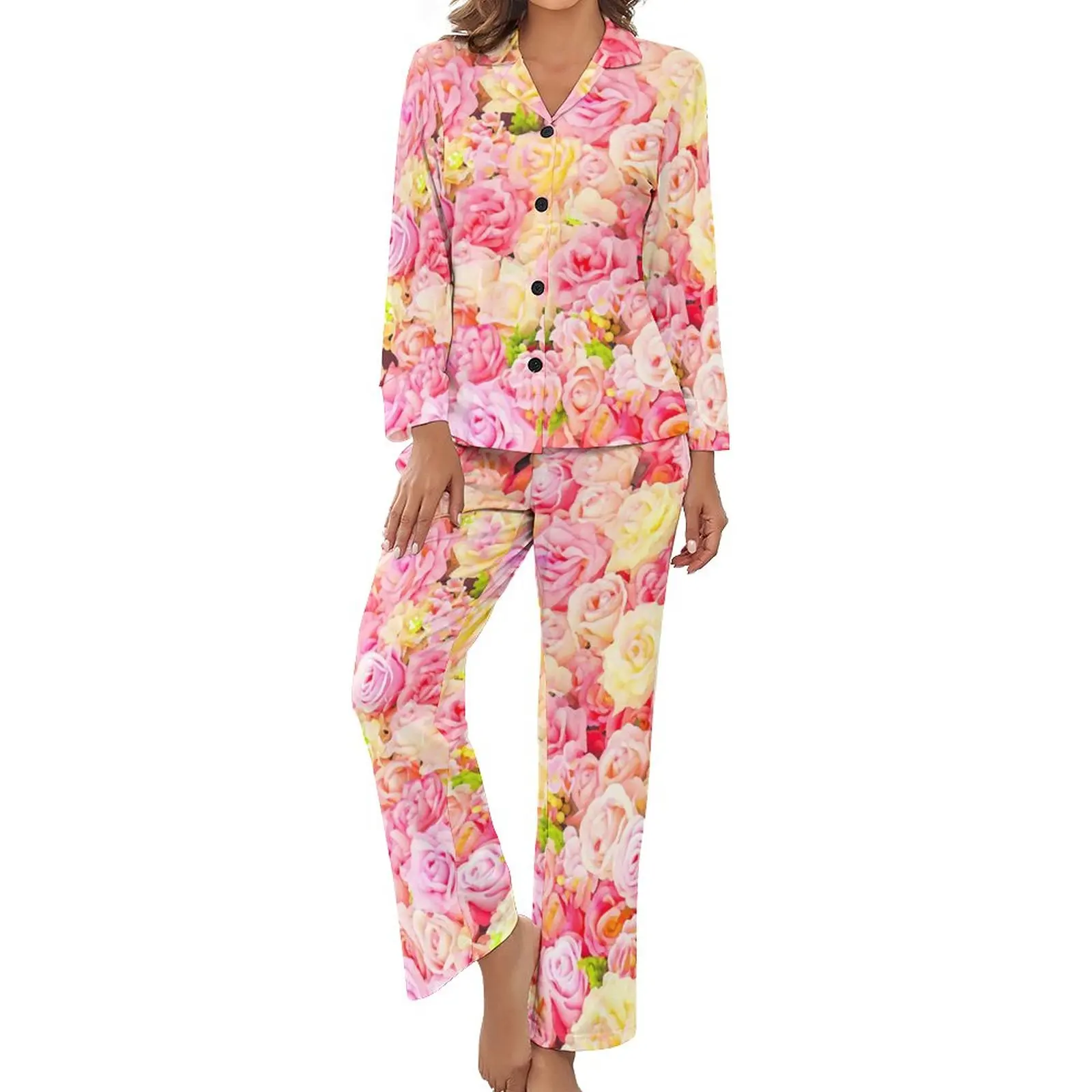 Rose Garden Pajamas Long Sleeve Flowers Print 2 Pieces Home Pajama Sets Autumn Woman V Neck Cute Sleepwear
Rose Garden Pajamas Long Sleeve Flowers Print 2 Pieces Home Pajama Sets Autumn Woman V Neck Cute Sleepwear