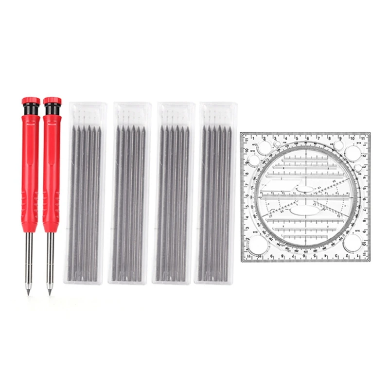 Solid Carpenter Pencil Set With Refill Leads, Built-In Sharpener, Deep Hole Mechanical Pencil Marker Marking Tool
Solid Carpenter Pencil Set With Refill Leads, Built-In Sharpener, Deep Hole Mechanical Pencil Marker Marking Tool