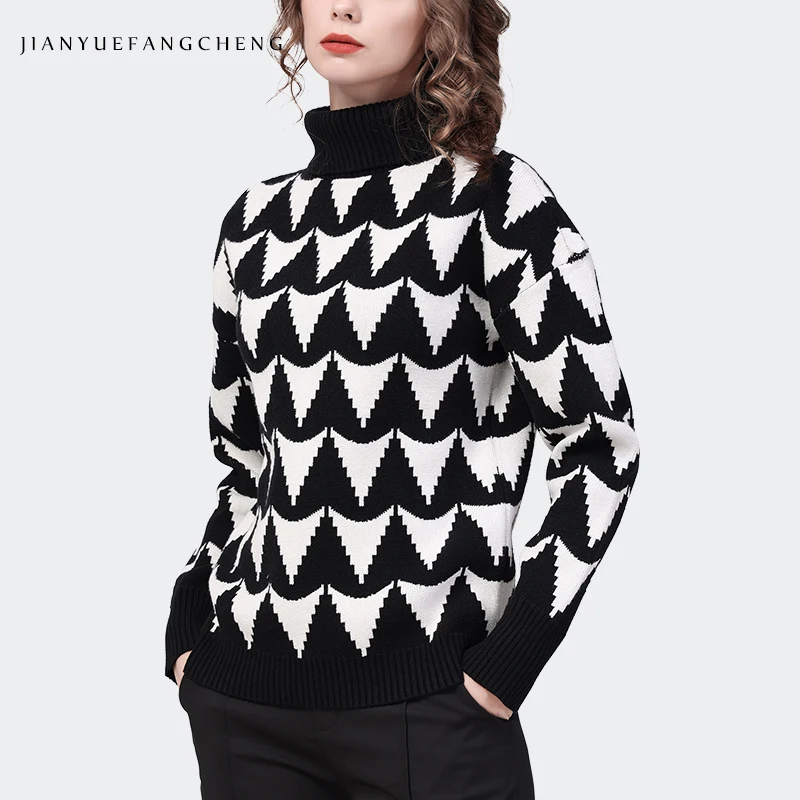 Casual Black-White Lattice Women Sweater Warm Thicken 2022 Autumn Winter New Knitted Pullovers Loose Casual Turtleneck Sweaters
Casual Black-White Lattice Women Sweater Warm Thicken 2022 Autumn Winter New Knitted Pullovers Loose Casual Turtleneck Sweaters