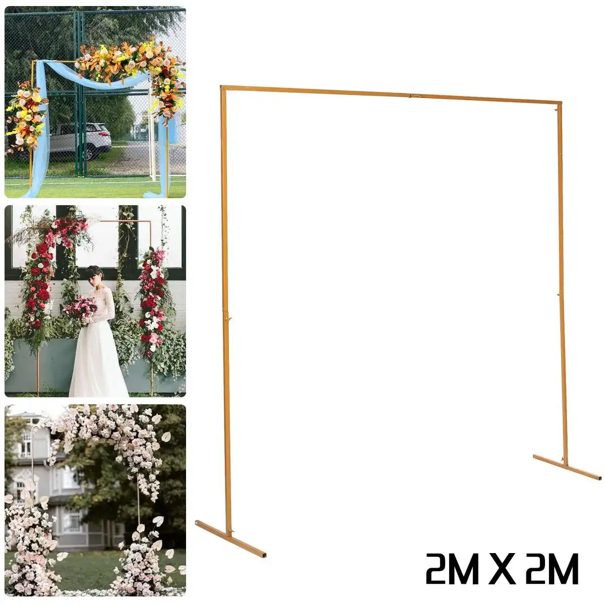 2X2M Wedding Arch Square Archway Backdrop Stand Iron Arch Frame Party Wedding Decor Balloon Flower DIY Stands Gold and White
2X2M Wedding Arch Square Archway Backdrop Stand Iron Arch Frame Party Wedding Decor Balloon Flower DIY Stands Gold and White