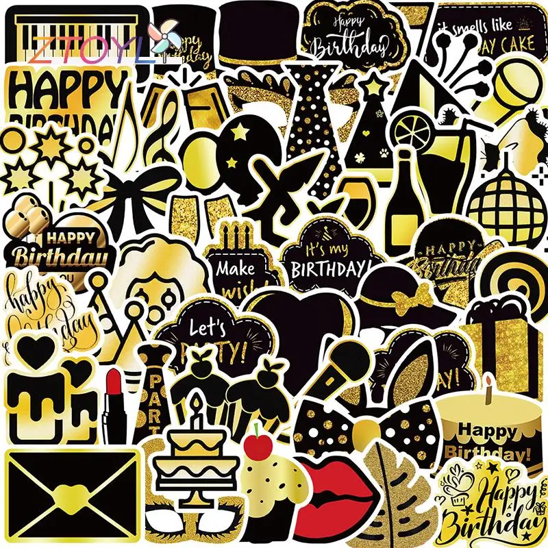 50Pcs Black Gold Birthday Party Graffiti Sticker Car Guitar Suitcase Album Laptop Decal Decor Phone Fridge Sticker
50Pcs Black Gold Birthday Party Graffiti Sticker Car Guitar Suitcase Album Laptop Decal Decor Phone Fridge Sticker