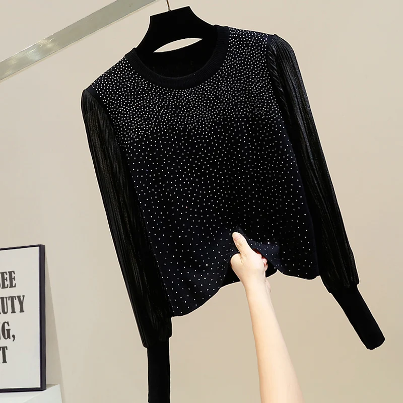 Heavy Industry Hot Drilling Stretch Pullover Long-Sleeved Sweater Women's New Autumn Sweaters Top Girls Lady White Knit Jumpers
Heavy Industry Hot Drilling Stretch Pullover Long-Sleeved Sweater Women's New Autumn Sweaters Top Girls Lady White Knit Jumpers