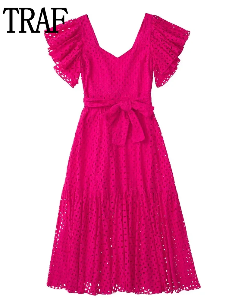 TRAF Rosy Midi Dress Woman Cut Out Floral Dress Lady Backless Ruffle Long Dresses For Women 2022 Short Sleeve Summer Mesh Dress
TRAF Rosy Midi Dress Woman Cut Out Floral Dress Lady Backless Ruffle Long Dresses For Women 2022 Short Sleeve Summer Mesh Dress