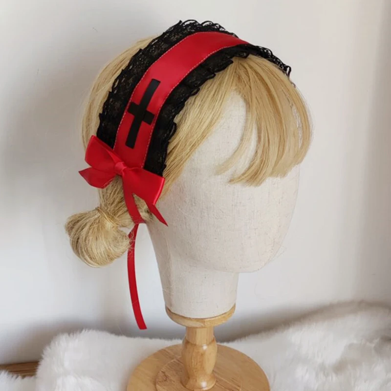

Обруч для волос Готический Женский, Кружевная повязка на голову с оборками, аксессуар для косплея горничной, в готическом стиле
