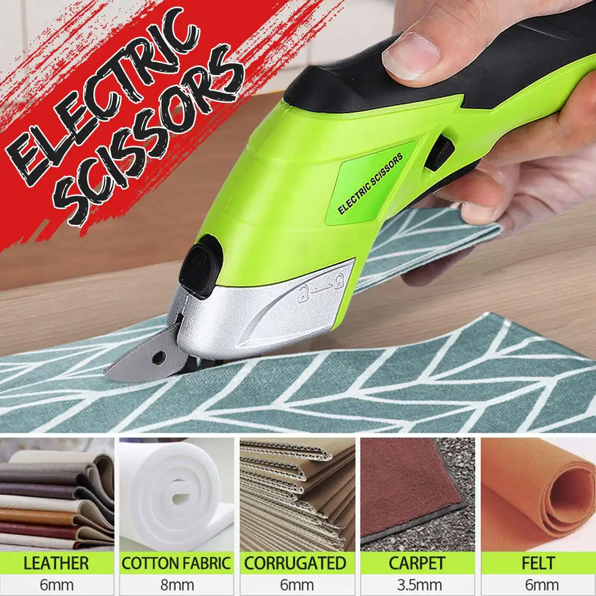 New Multipurpose Electric Cordless Scissors Tailors Cutter Cutting Machine With Tungsten Steel Cutting Head 100-240V Power Tool
New Multipurpose Electric Cordless Scissors Tailors Cutter Cutting Machine With Tungsten Steel Cutting Head 100-240V Power Tool