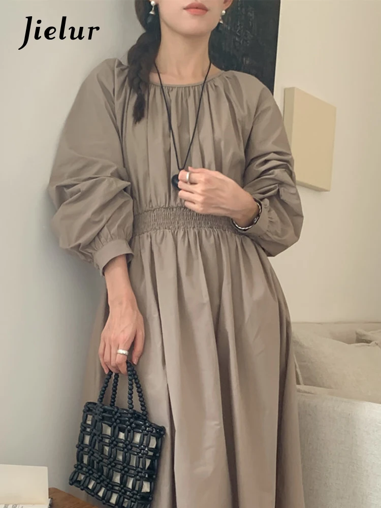 Jielur Autumn New Casual Loose Chicly Women Dress Simple Basic Street Woman Dress Khaki Apricot Slim Long-Sleeved Dresses Female
Jielur Autumn New Casual Loose Chicly Women Dress Simple Basic Street Woman Dress Khaki Apricot Slim Long-Sleeved Dresses Female